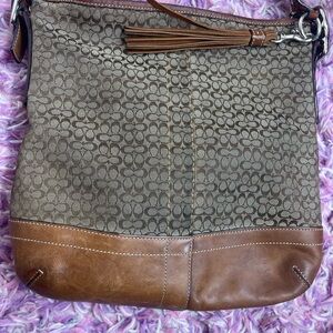 Coach Signature Brown and Tan Crossbody